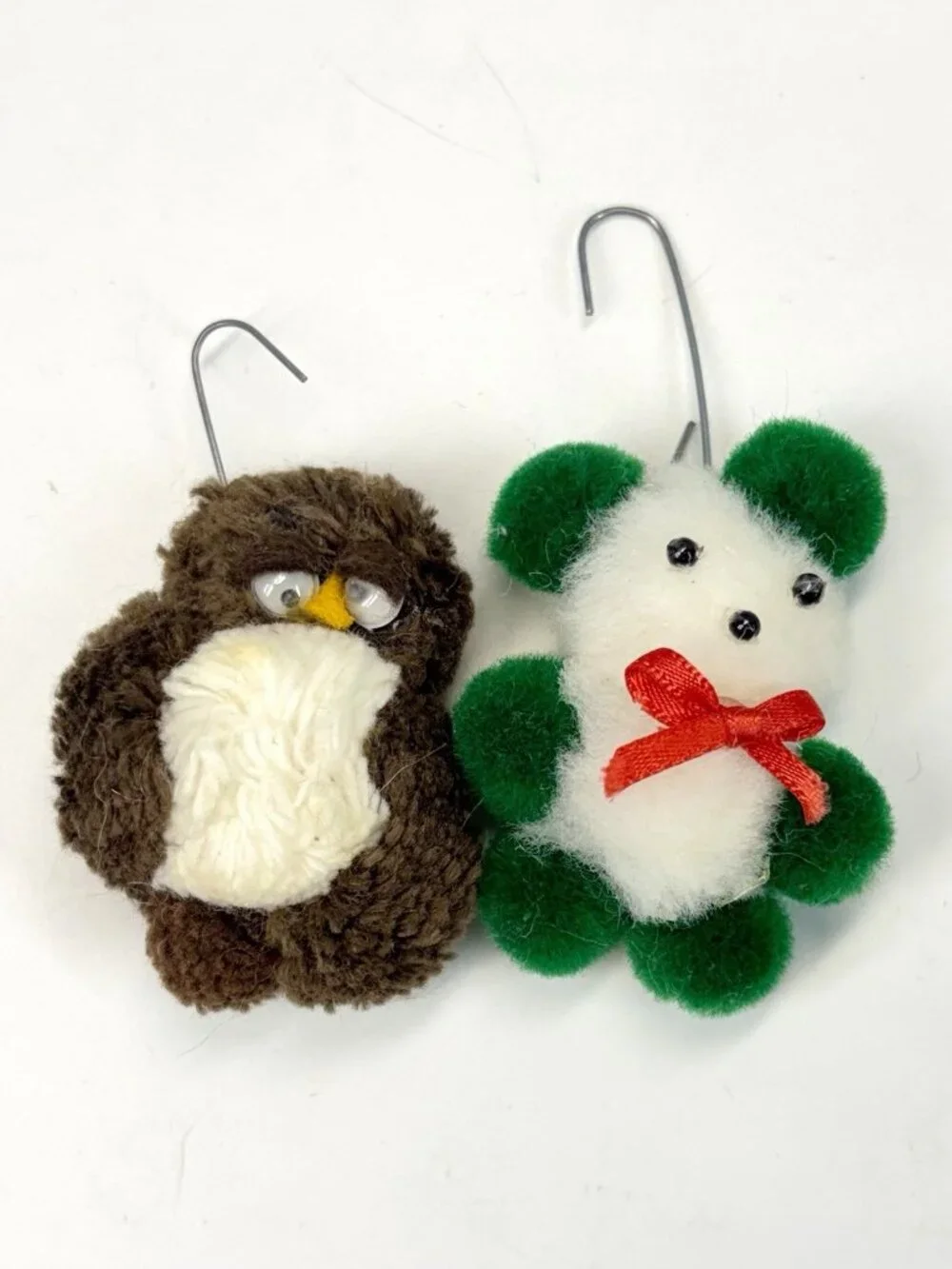 Vintage 1981 Pom Pom Pals Christmas Kitsch Animal Ornament Lot of 8